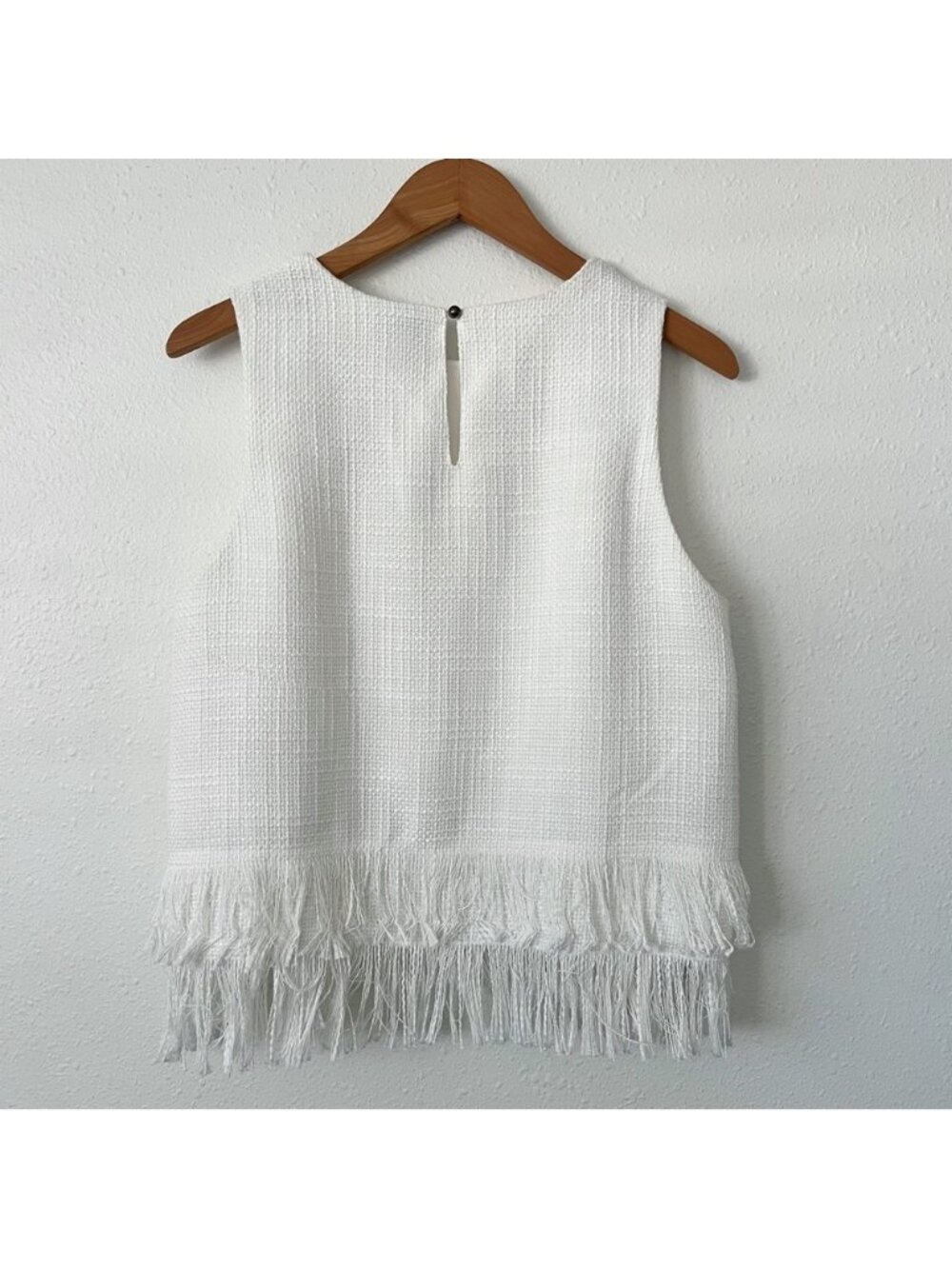 White Sleeves Double Fringe Weave Top - Picture 2 of 2
